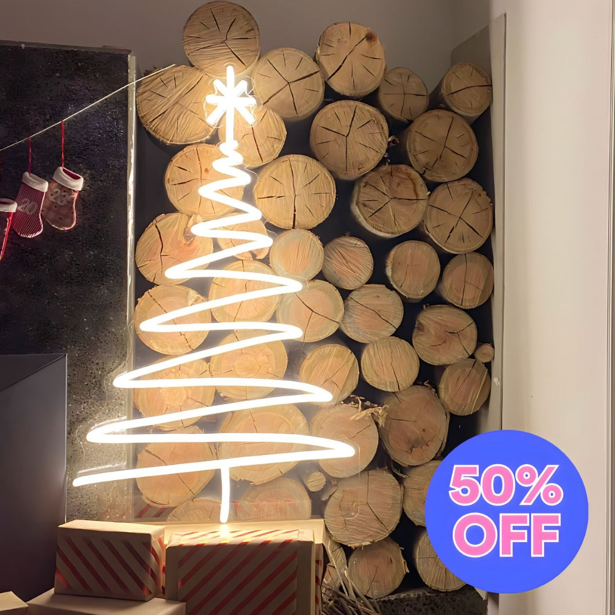 presents & a basket of pinecones- by CUSTOM NEON®