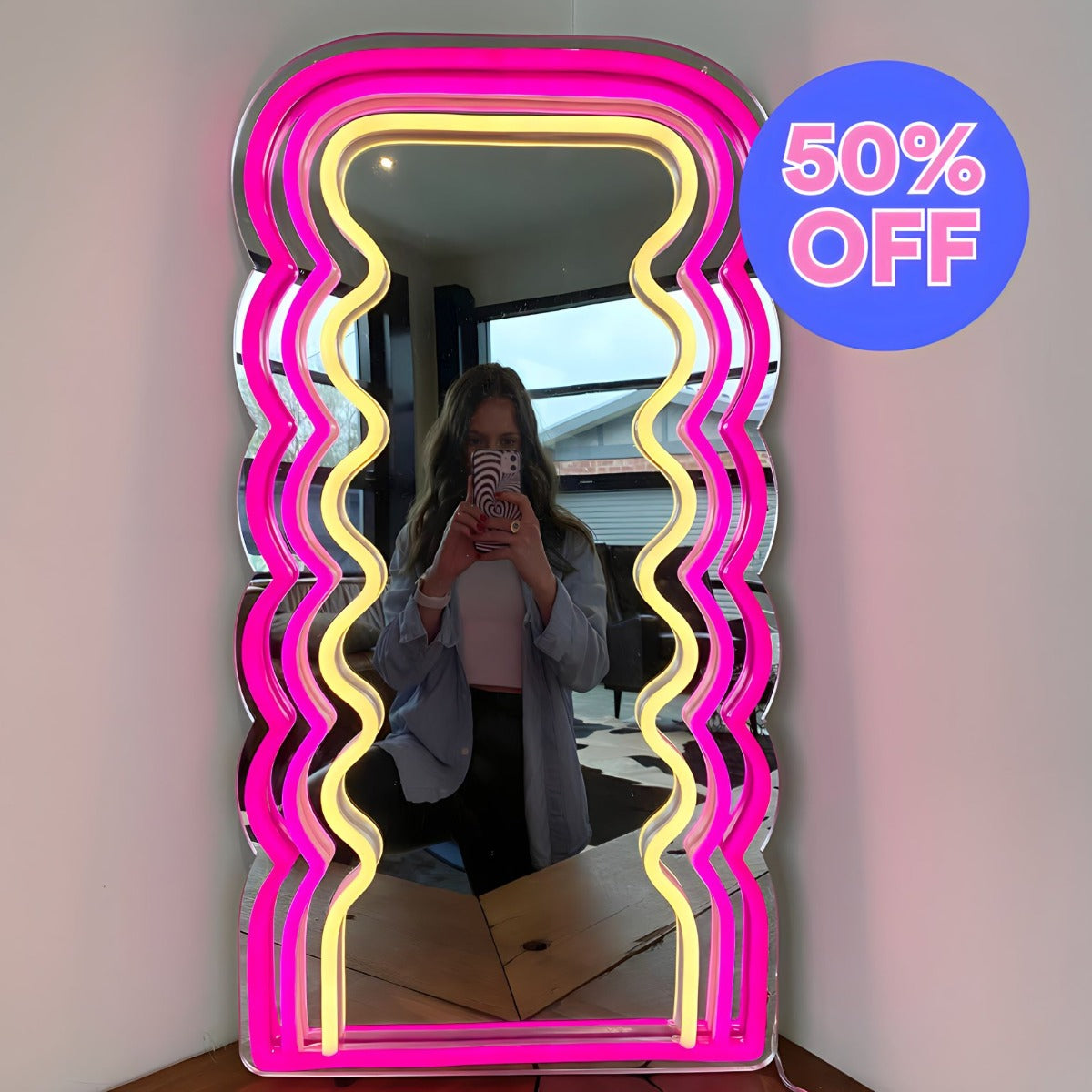 50% OFF Y2K LED Neon wavy mirror by CUSTOM NEON®