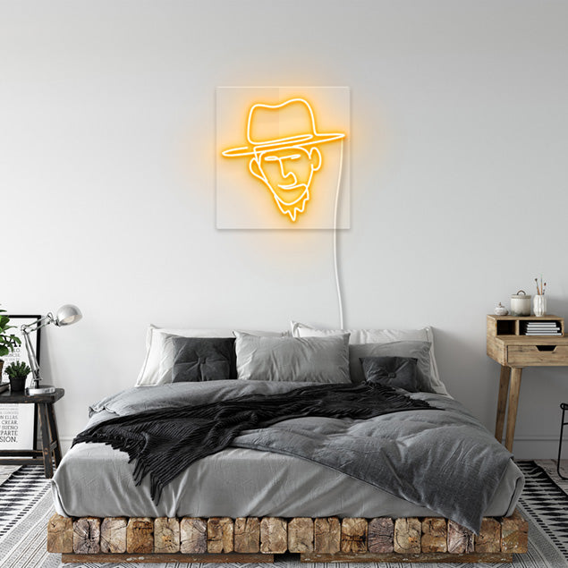 Cowboy Face Line Art: pre-designed LED neon art from Custom Neon®