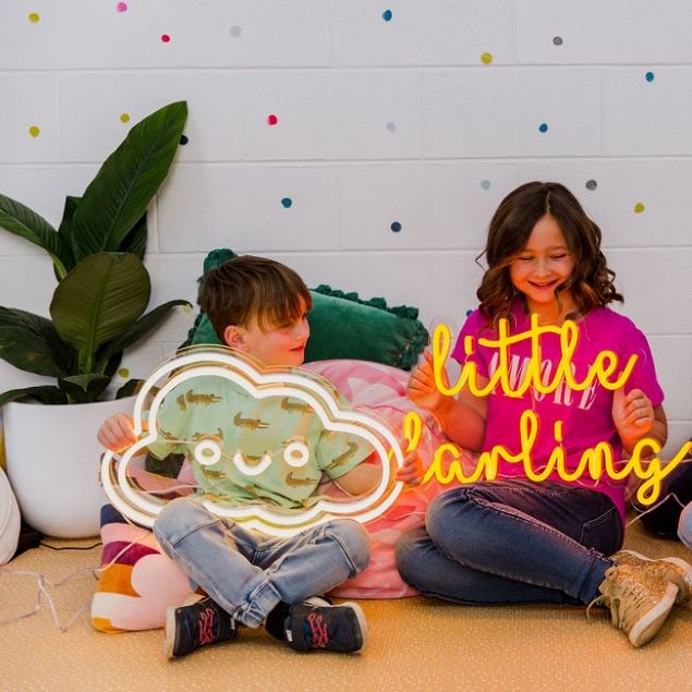 Smiley Cloud LED wall light in warm white - CUSTOM NEON® Wall Art for Kids