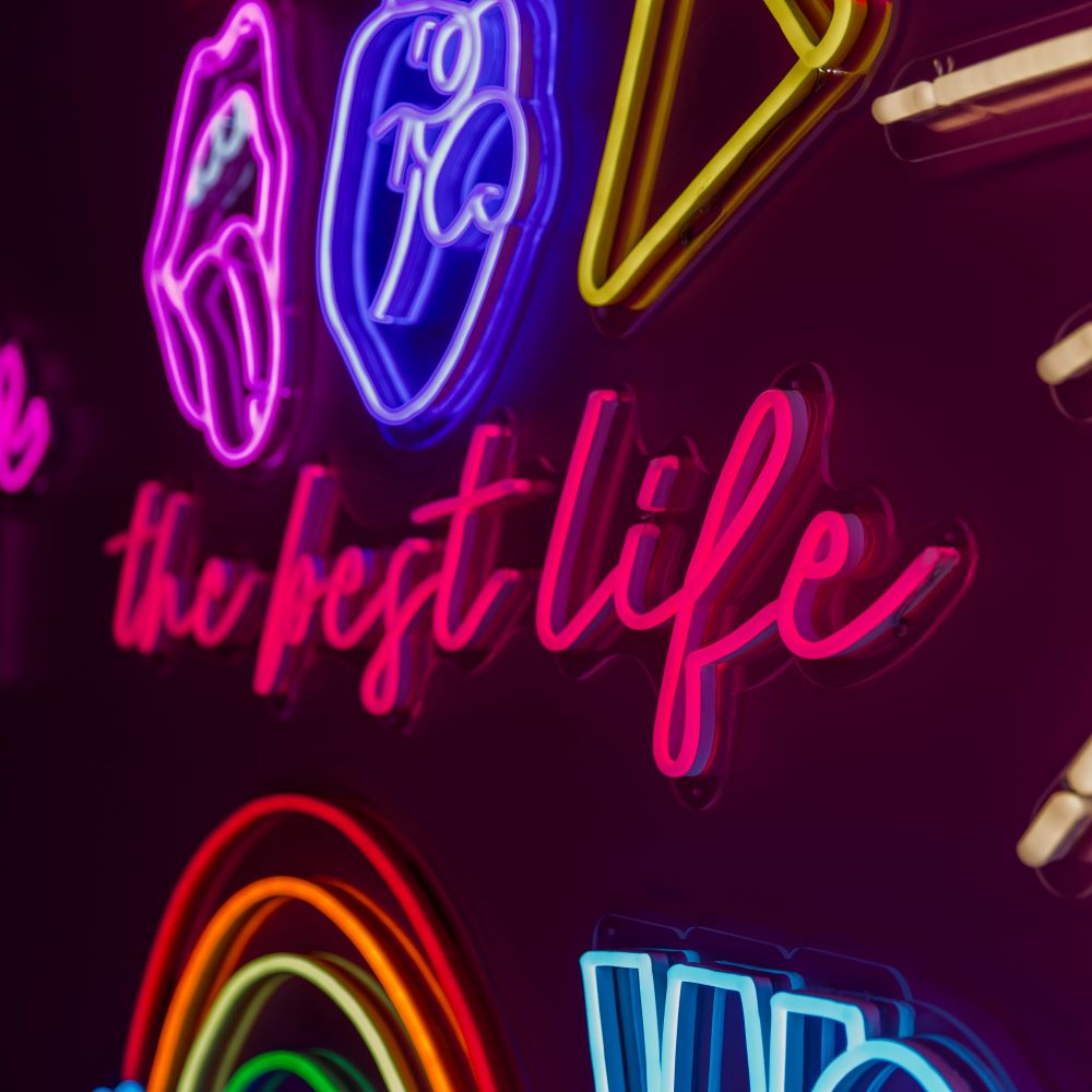 The Best Life red neon flex sign from Custom Neon