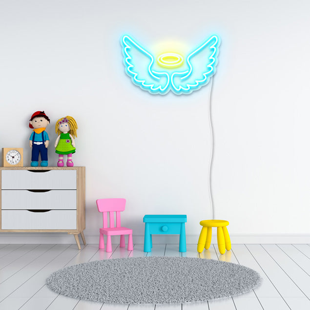 Faux Neon Angel Wings + Halo: pre-designed LED neon art from Custom Neon®