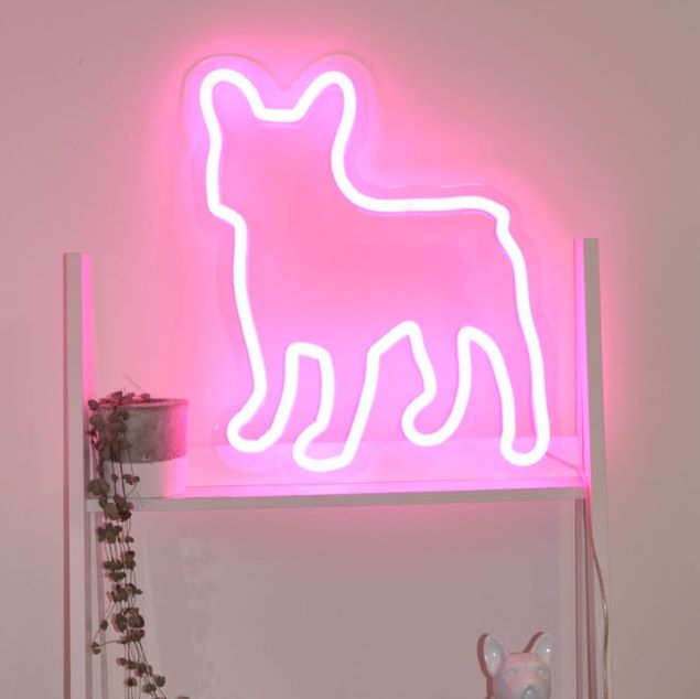 LED Neon home decor - French Bulldog shown here in pink - from Custom Neon®