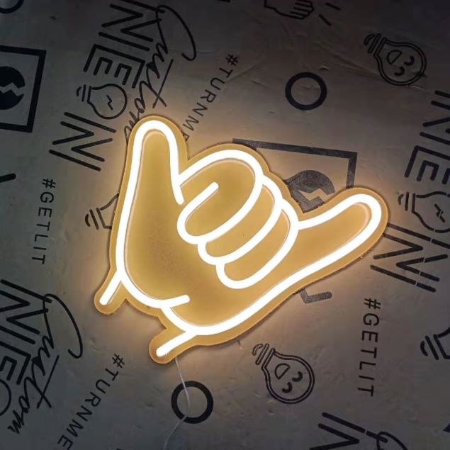 Hang Loose neon light in warm white LED flex by Custom Neon®