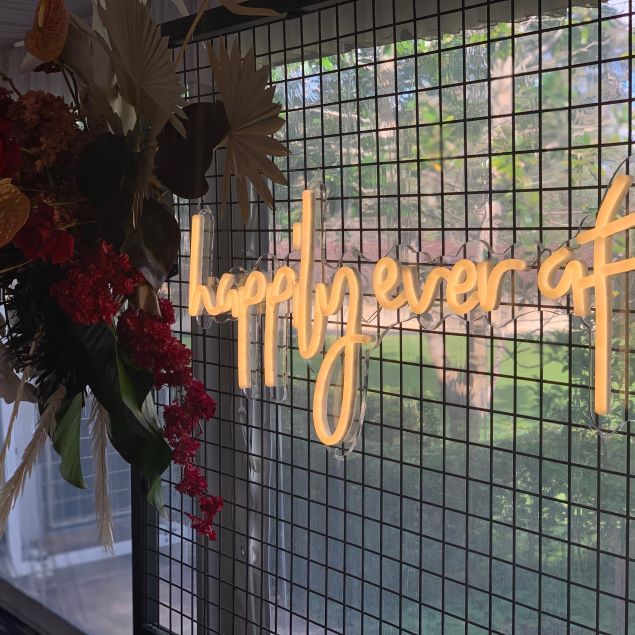 Happily ever after wedding light sign in warm white - from Custom Neon