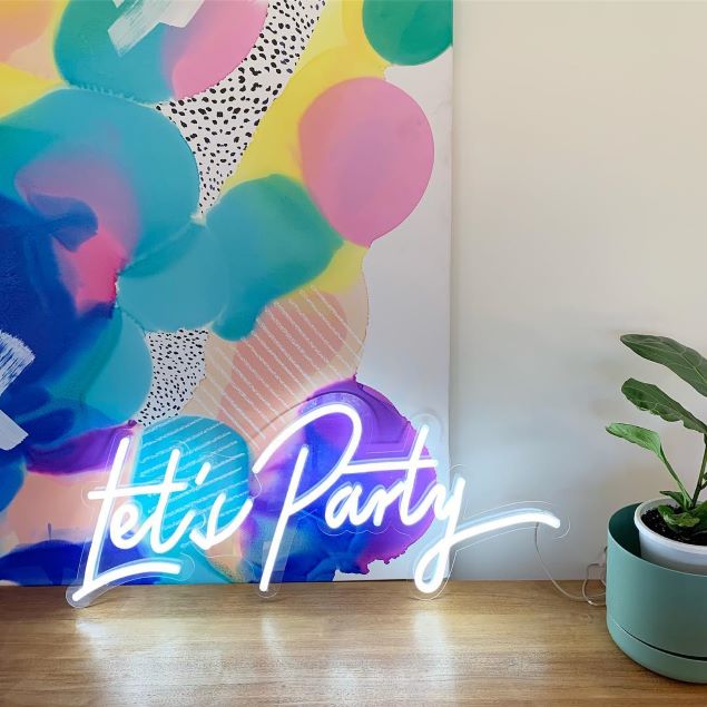 Let's Party white LED neon sign - from Custom Neon® @customneon