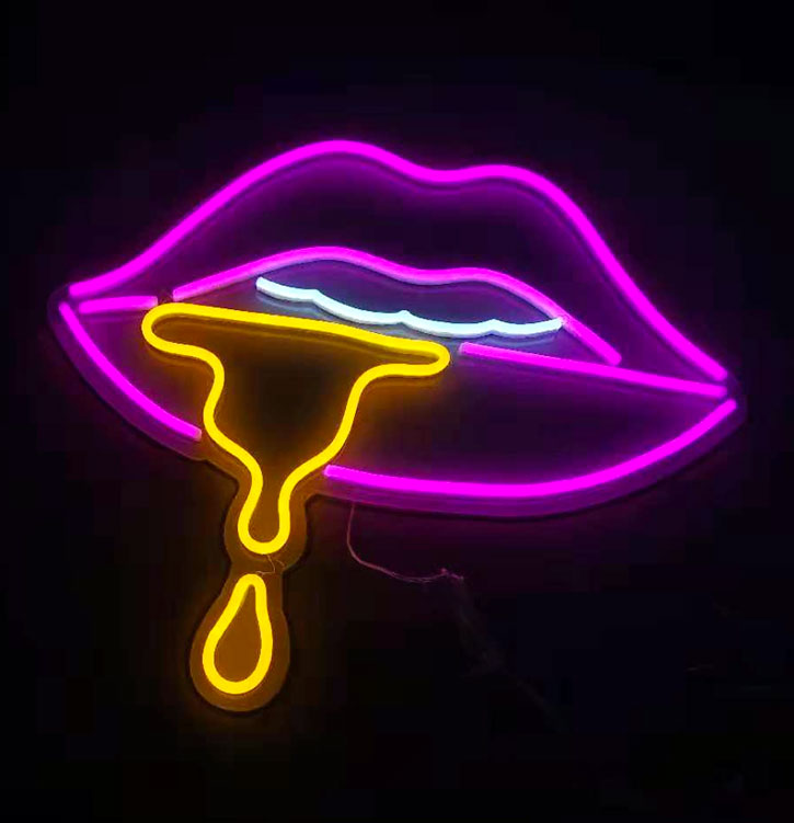 Neon Lips Light | Multi-colored Neon Light Art for Sale