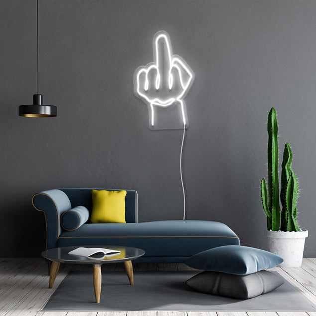 Middle Finger Faux Neon Sign pre-designed light-up wall art from Custom Neon®