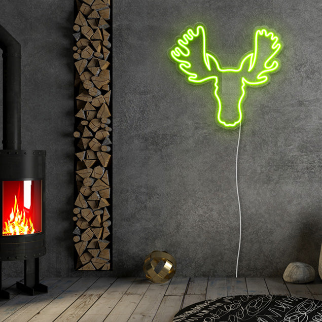 Moose Head Neon Sign pre-designed light-up wall art from Custom Neon®
