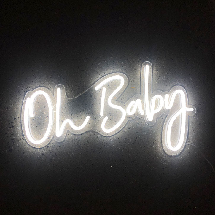 Oh Baby wall mounted LED neon light - photo from CustomNeon.com