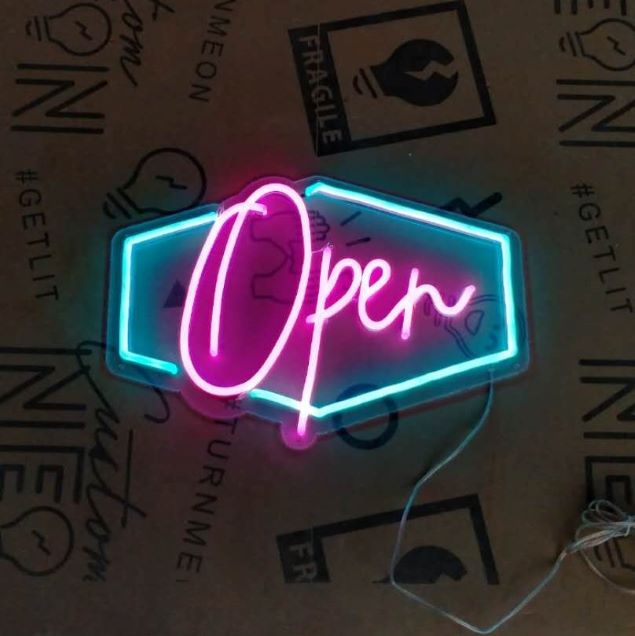 LED neon sign in pink and blue - made by Custom Neon®