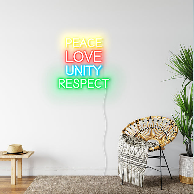 Peace Love Respect Unity Light Sign by CUSTOM NEON®