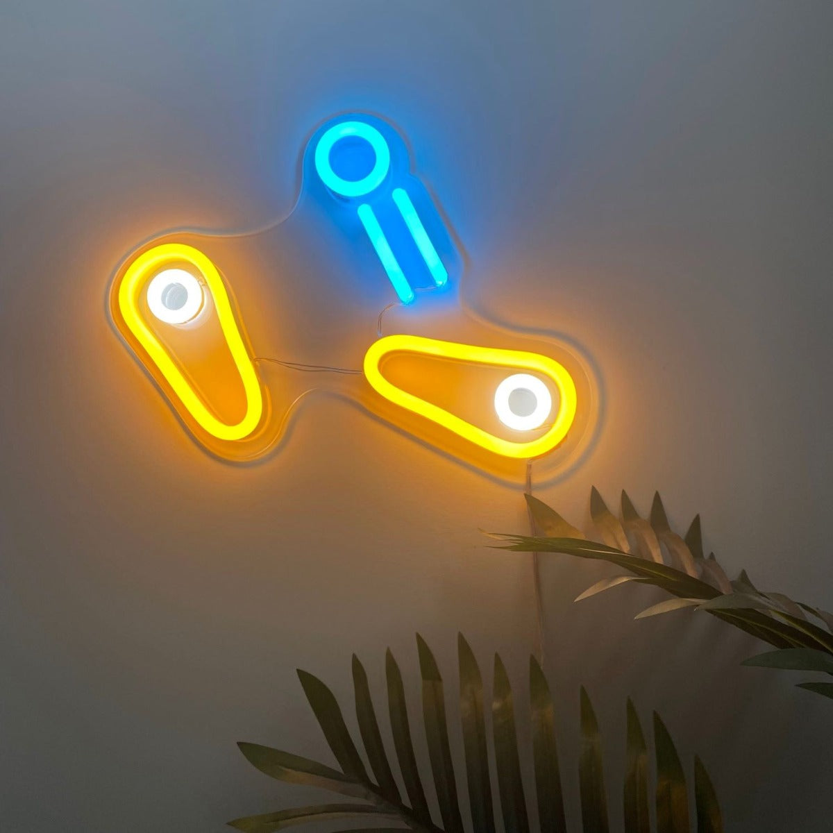 Pinball Bats & Ball Neon Light from Custom Neon® shown in bright yellow and ice blue