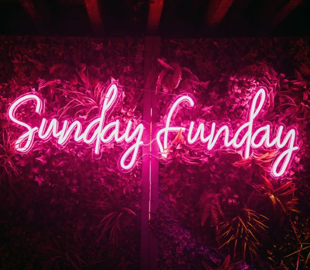 Sunday Funday LED neon light sign shown at event venue - from Custom Neon®
