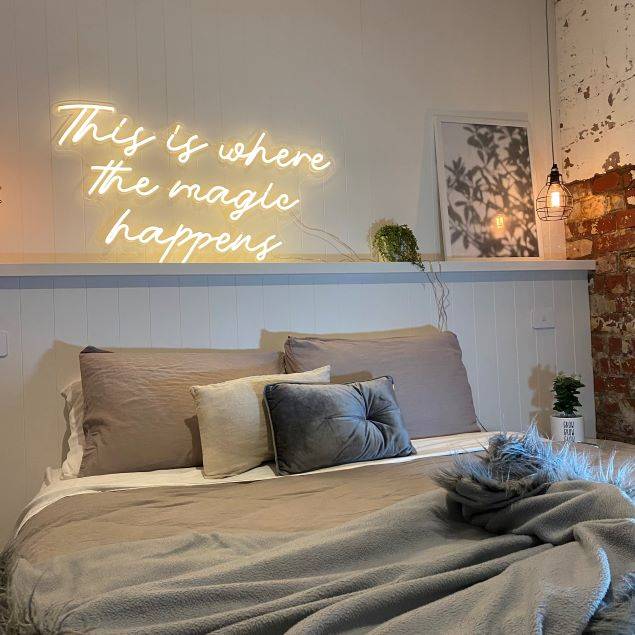 This is Where the Magic Happens light sign in bedroom @customneon