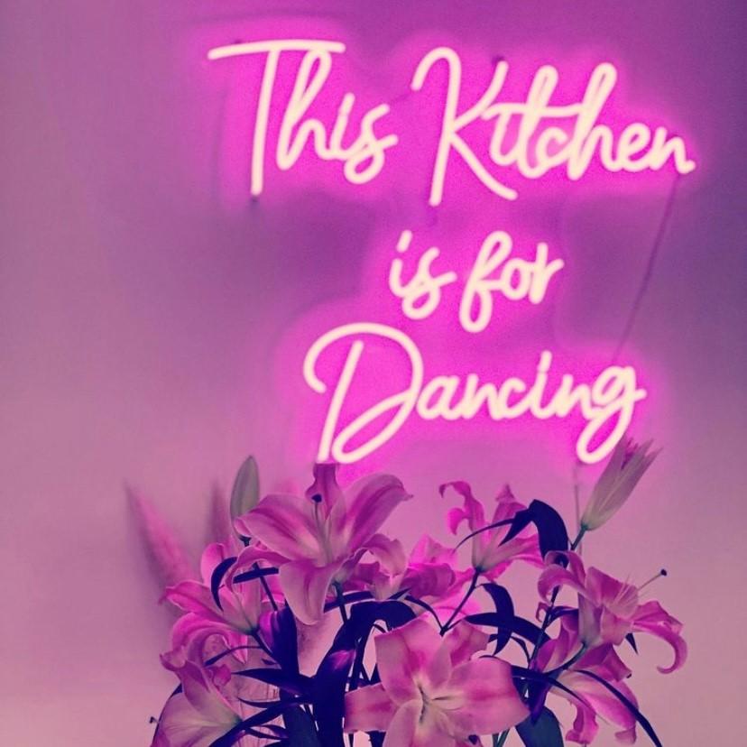 Dark pink neon light This Kitchen is for Dancing @thekingsnewcastle by Custom Neon