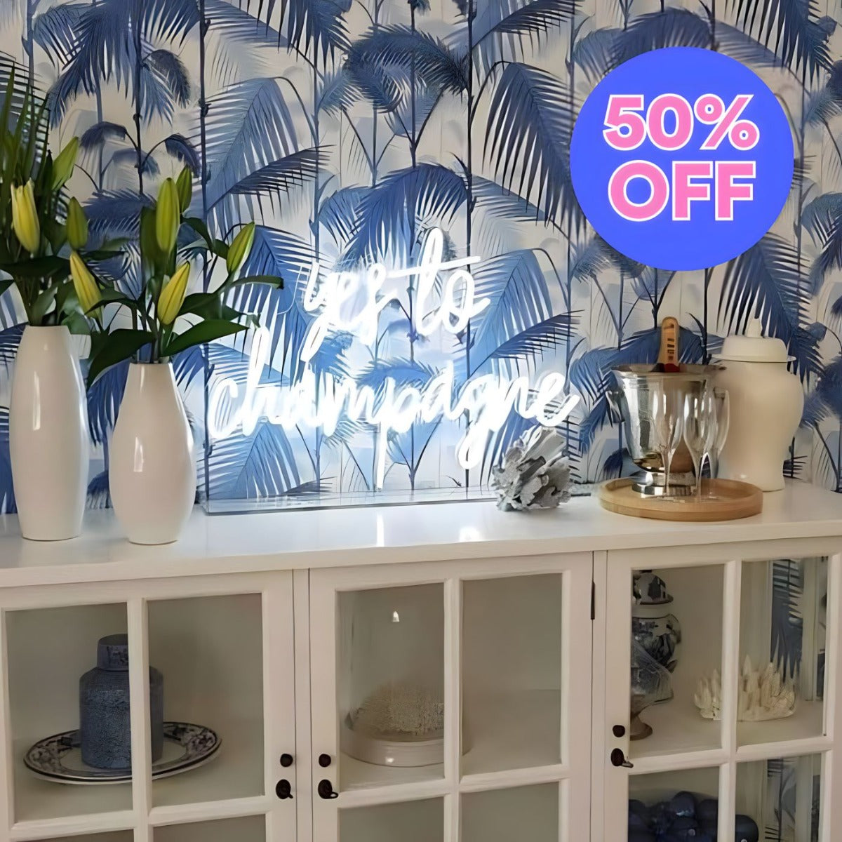 50% OFF Yes to Champagne Custom Neon Sign 