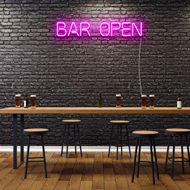 Retro Neon Bar Open Sign pre-designed light-up wall art from Custom Neon®