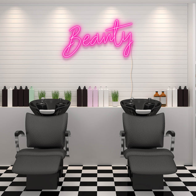 Beauty neon flex sign in a hair salon - from Custom Neon
