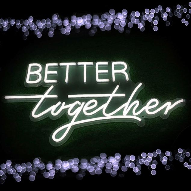 Better Together white LED neon sign in two fonts - from CustomNeon.com