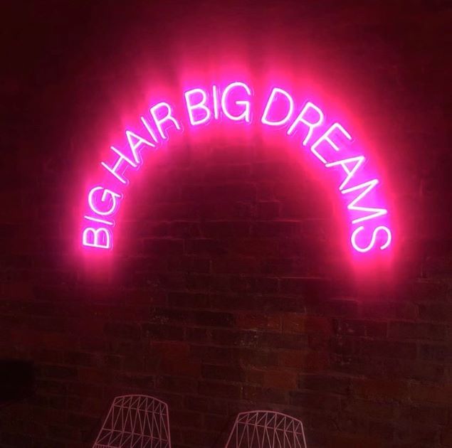 Big Hair Big Dreams faux neon light sign for hair salons - from Custom Neon