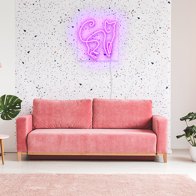 Line Art Cat Neon Sign: pre-designed LED neon art from Custom Neon®