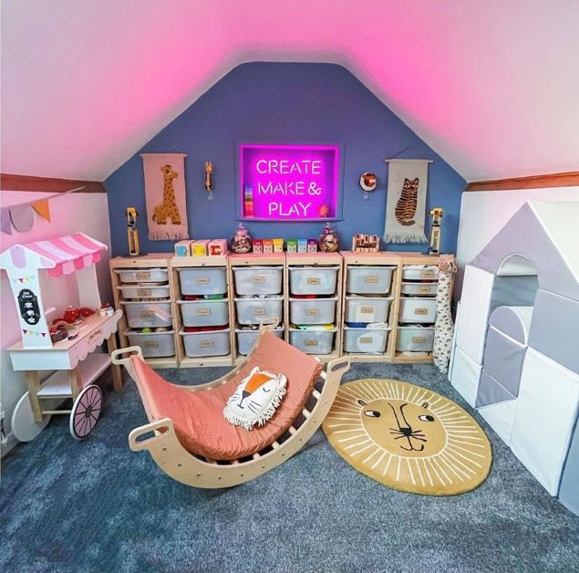 Create Make & Play pink CUSTOM NEON® Sign shown turned on @create_make_and_play