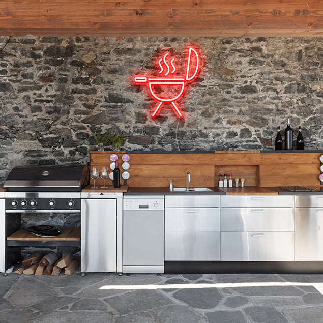 Faux Neon BBQ Grill Sign: pre-designed LED neon art from Custom Neon®