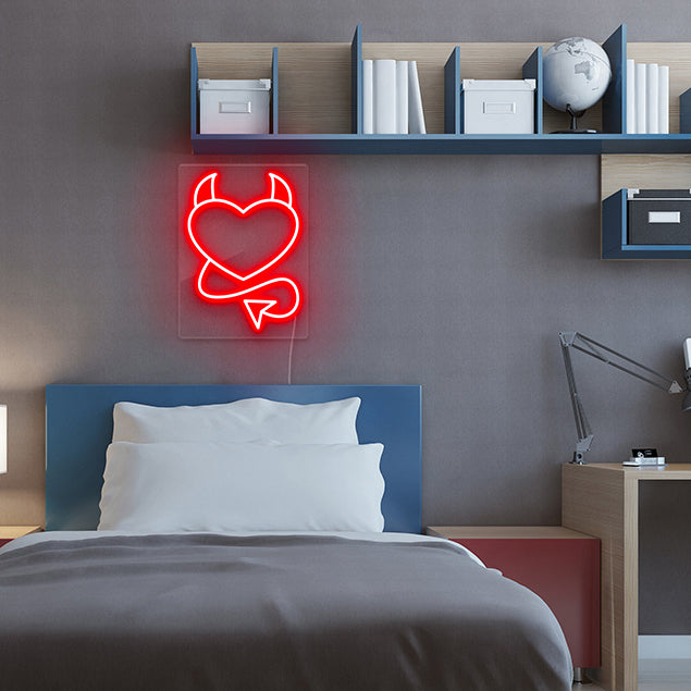 Devil Heart Neon Sign: pre-designed LED neon art from Custom Neon®