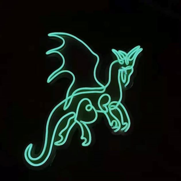 LED neon Flying Dragon sign in mint green - made by Custom Neon®
