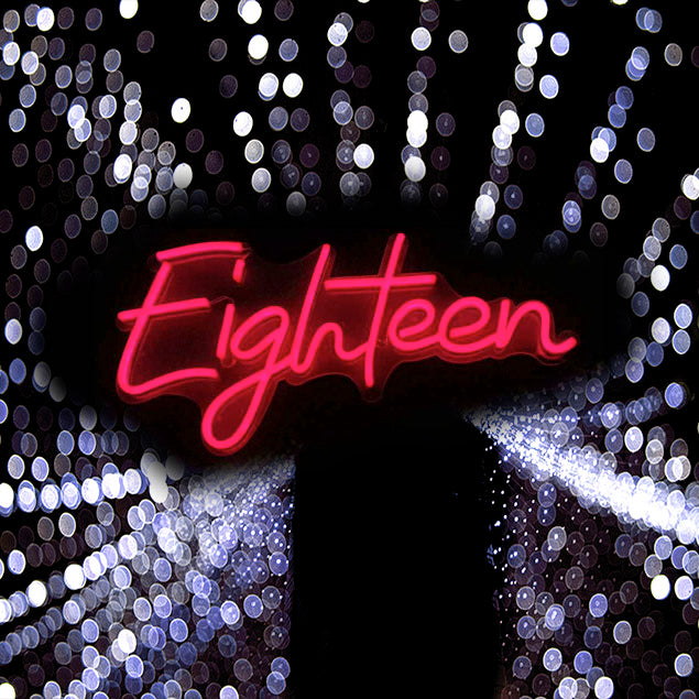 Eighteen Light Sign shown in red from Custom Neon®