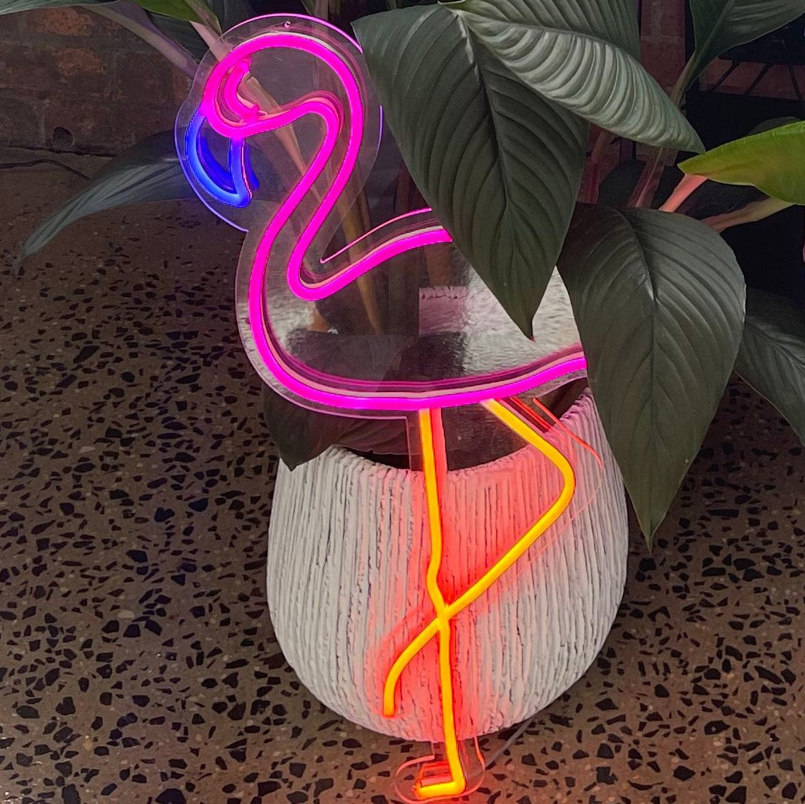 Custom Neon  flamingo sculpture in pink