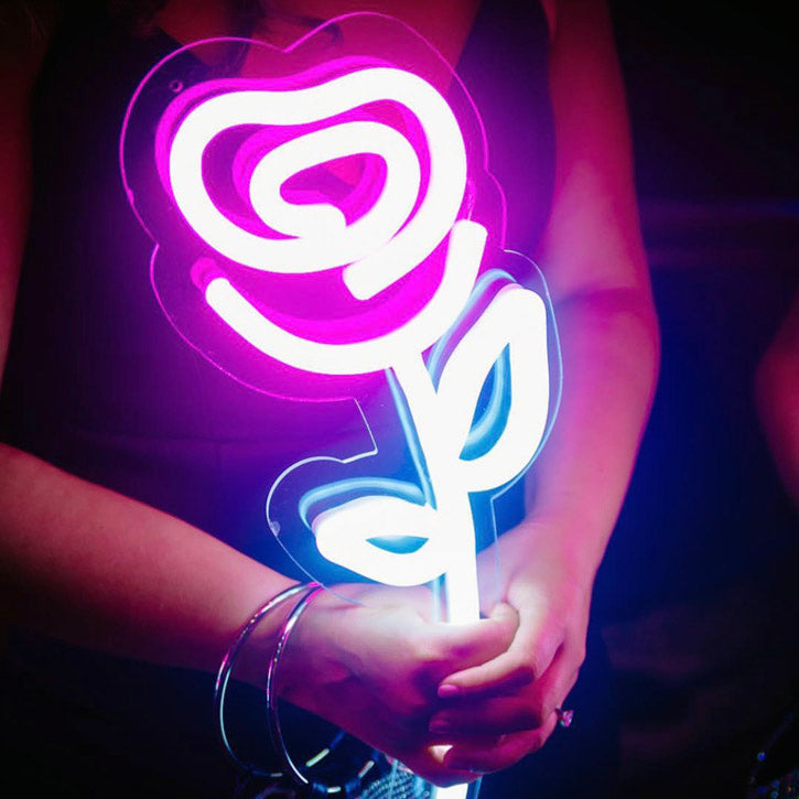 Handheld LED Neon Bridesmaids Bouquet - photo from CustomNeon.com