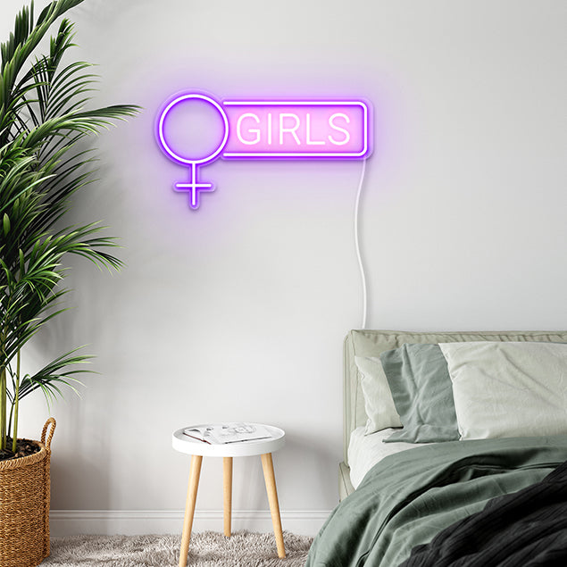 Girls + Female Symbol Neon Art in Purple & Pink made by CUSTOM NEON®