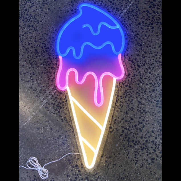 Ice cream cone in multicolored LED neon lights - photos from CustomNeon.com