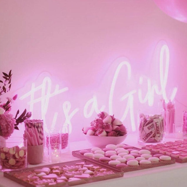 It's a Girl Pink Neon Sign for Baby Showers/Gender Reveals - photo from CustomNeon.com
