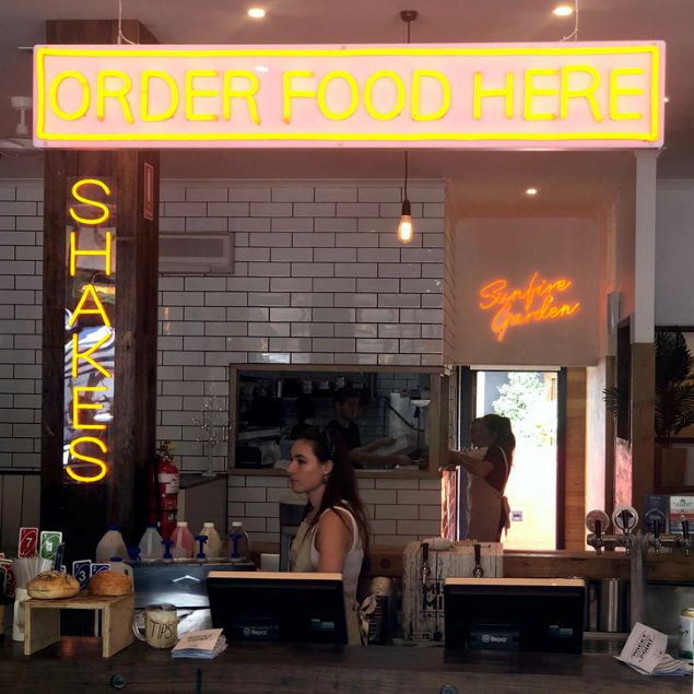 Order Food Here LED neon flex sign at a take away food outlet - from Custom Neon®