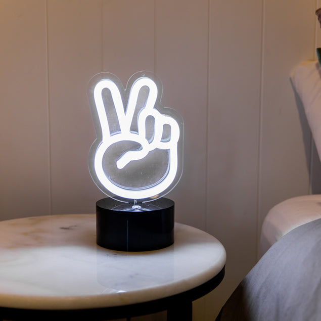 Peace Out Neon Emoji Lamp from Custom Neon
