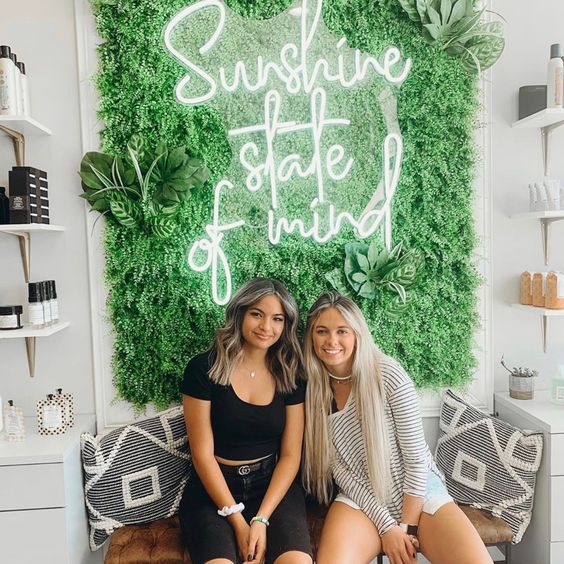 Sunshine State of Mind Neon Sign shown as wall decor in a hair salon - from CustomNeon.com