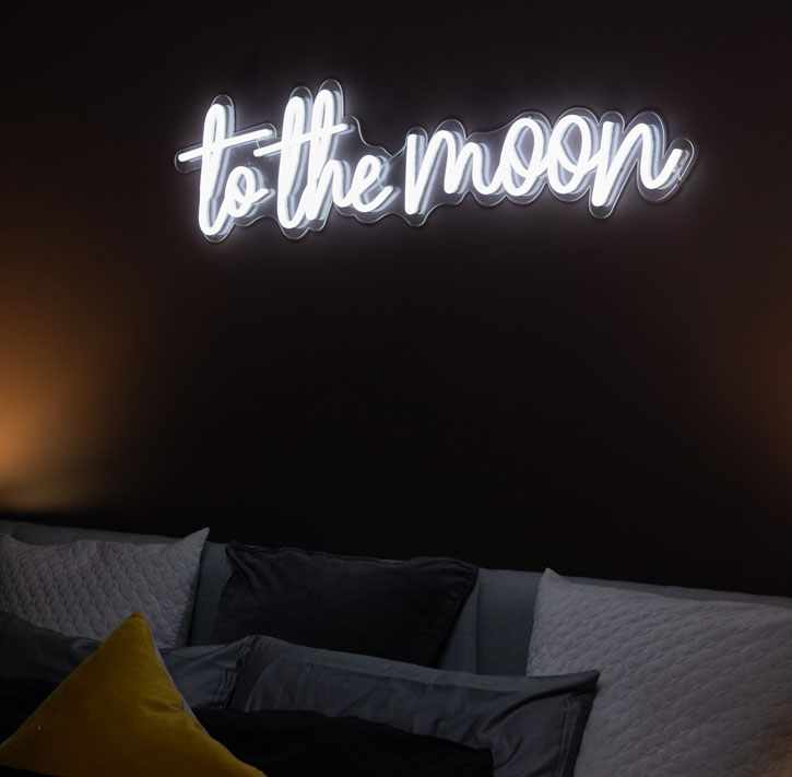 "to the moon" is awesome neon light decor for the bedroom