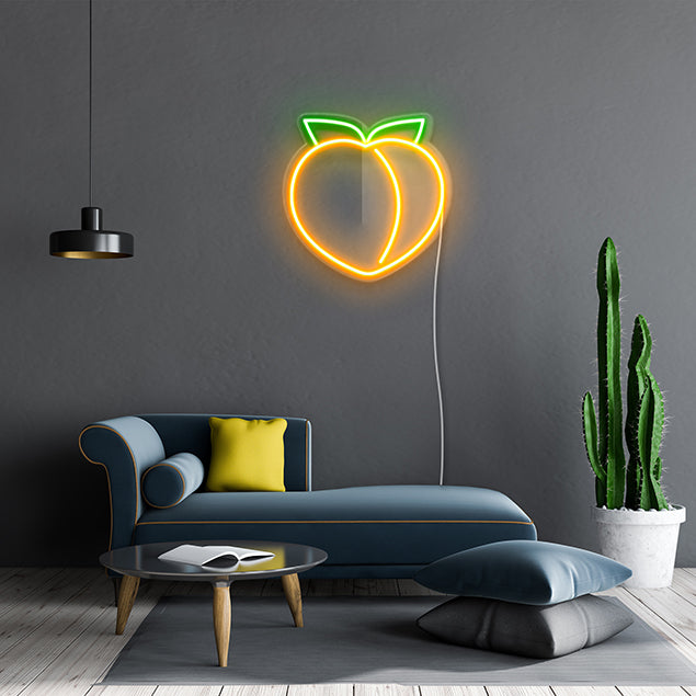 Peach Emoji Neon Sign