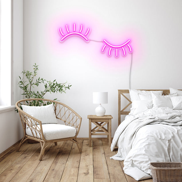 Wink Lashes Wall Art pre-designed light-up wall art from Custom Neon®