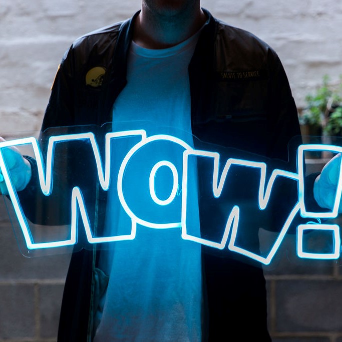 WOW Custom Neon® sign in ice blue